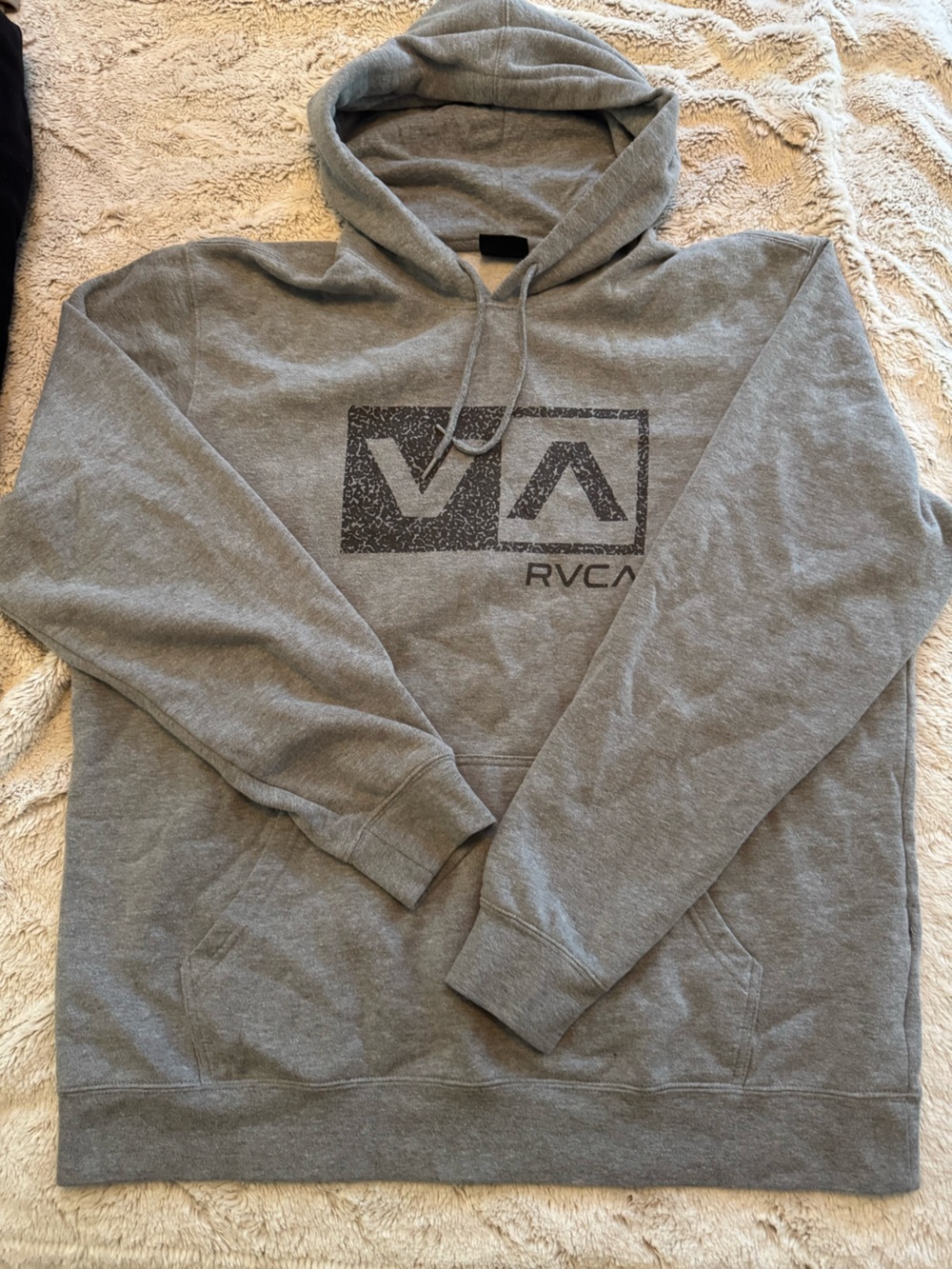RVCA Gray Hooded Pullover with Front Logo